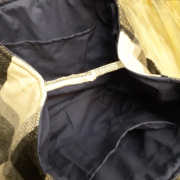 Classic Plaid Wool Handbag Purse Shoulder bag Satchel Gray Black Ivory Blue Med - Picture 7 of 8